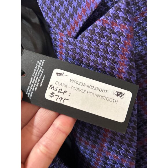 RTA Clark Oversized Double Breasted Houndstooth Blazer Purple Womens Size S - Picture 10 of 11